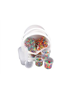 Perles cassis o'color diametre 9mm coloris assortis schoolpack seau 3000 unites + 10 pots vides.