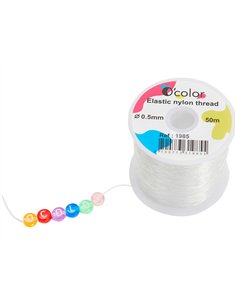 Fil nylon o'color diametre 0,5mm coloris transparent bobine 50m.