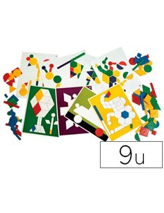 Carte logicolor recto verso 100 pièces formes géométriques coloris vifs rouge vert jaune bleu lot 9 unités.