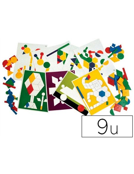 Carte logicolor recto verso 100 pièces formes géométriques coloris vifs rouge vert jaune bleu lot 9 unités.