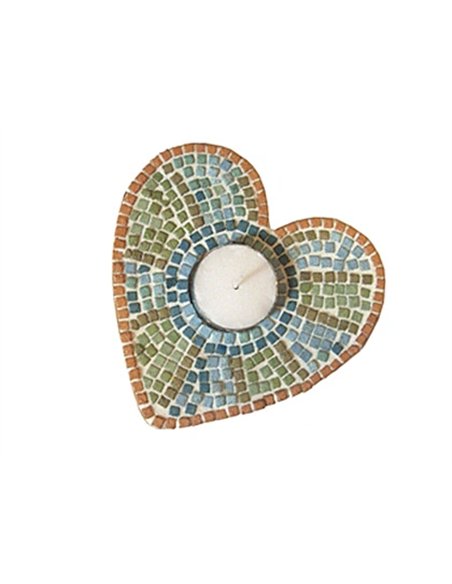 Atelier mosaïque culture club bougeoirs forme coeur 1 kit.