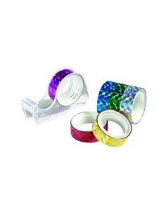 Lot rouleaux folia bandes adhesives pailletes holographique 12mmx2m 6 unites coloris assortis.