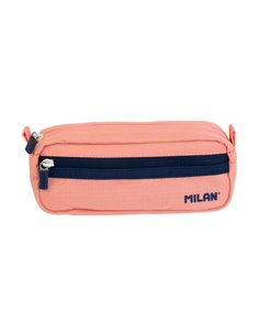 Trousse rectangulaire à 2 compartiments Milan Collection 430 - Tissu indéchirable - Dimensions : 21 x 8,5 x 6,1 cm - Rose