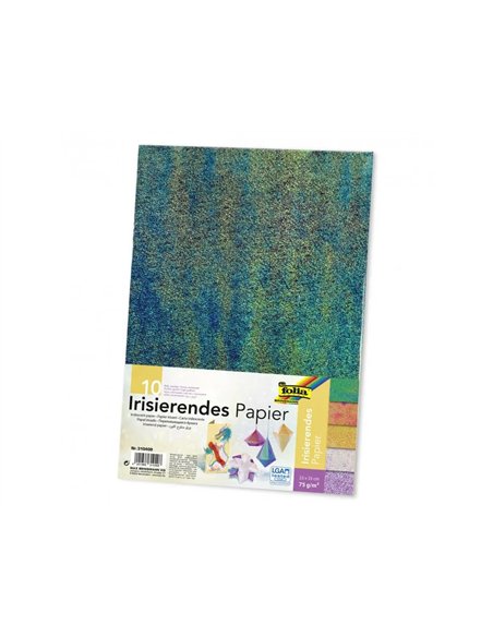 Pochette papier irise folia 23x33 cm 75g 10 coloris assortis.