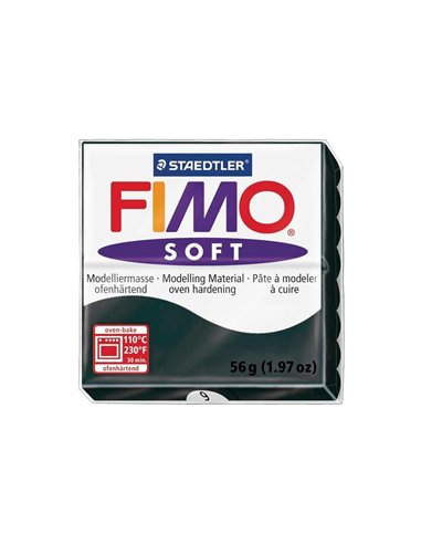Pâte à modeler fimo soft coloris noir pain 57g.