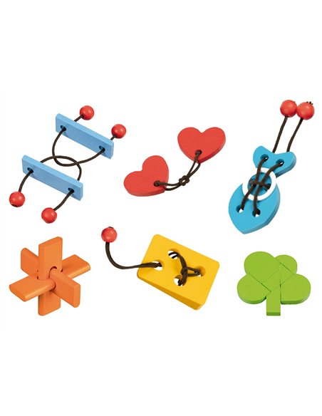 Casse-tetes et puzzles goki assemblage de pieces - set de 18 jeux 6 modeles.