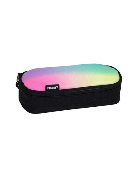 Trousse ovale Milan Sunset - Compartiment intérieur en filet - Tissu indéchirable - 20,5 x 9 x 5,5 cm - Noir