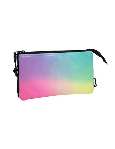 Trousse Milan Sunset 5 compartiments - Tissu indéchirable - Dimensions 22 x 12 x 4 cm - Modèle noir