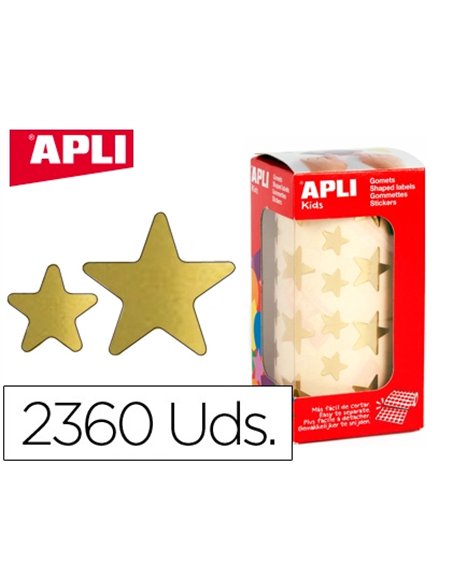 Gommette métallisée apli agipa étoile coloris or rouleau 2360 unités.