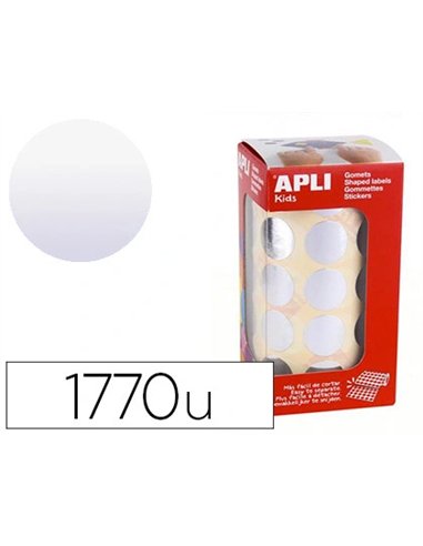 Gommette métallisée apli agipa ronde diamètre 20mm coloris argent rouleau 1770 unités.