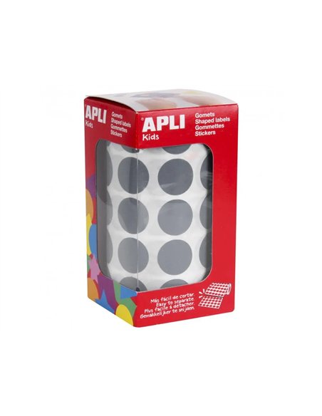 Gommette apli ronde 20mm coloris gris rouleau 1770 unites.