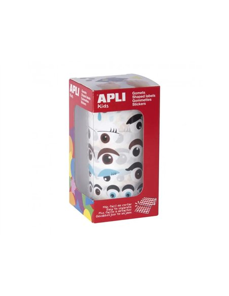 Gommette apli yeux formes et coloris assortis rouleau 1380 unites.