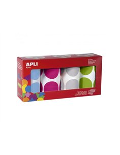 Gommette apli ronde 45mm coloris fun assortis 4 rouleaux 1416 unites.