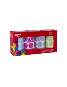 Gommette apli formes geometriques et coloris pastels assortis 4 rouleaux 5428 unites.