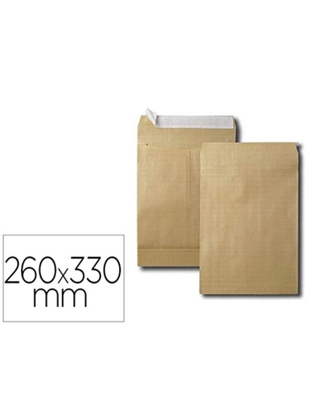 POCHETTE KRAFT ARMÉ 120G ADHÉSIVE ÉCONOMIQUE 24 260X330MM SOUFFLETS LATÉRAUX 50MM PAQUET 50 UNITÉS