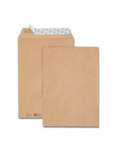 Pochette gpv kraft brun recycle 90g c4 229x324mm adhesive bande de protection boite 250 unites.