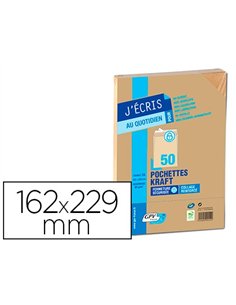 Pochette gpv kraft brun qualite superieure 85g c5 162x229mm bande de protection paquet 50 unites.