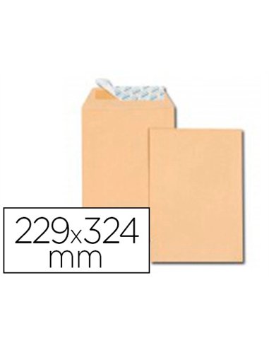 Pochette gpv kraft brun qualite superieure 85g c4 229x324mm bande de protection paquet 50 unites.