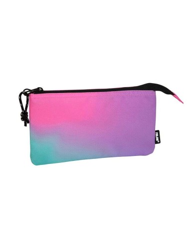 Trousse Milan Sunset 5 compartiments - Tissu indéchirable - Dimensions : 22 x 12 x 4 cm - Rose