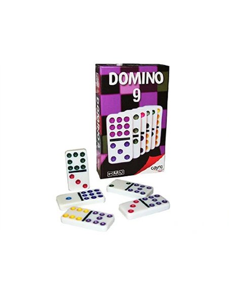 Jeu dominos en plastique grand format 2.5x5cm composé de 55 pièces 9 points 9 coloris 1/11 joues.