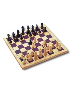 Jeu d'échecs plateau 30x30cm pièces en bois massif 2 joueurs dès 7 ans.