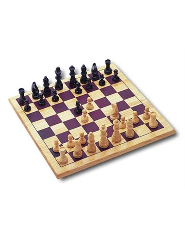 Jeu d'échecs plateau 30x30cm pièces en bois massif 2 joueurs dès 7 ans.