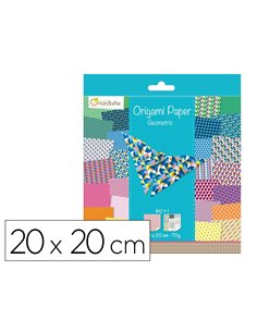 Papier origami avenue mandarine geometric 200x200mm 70g pochette 60 feuilles.