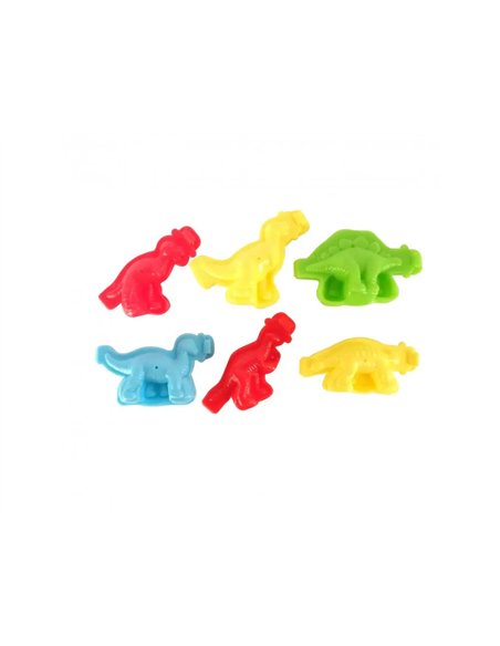 Lot moules 3d dinosaures graine creative pour pate a modeler 2 faces 6 unites coloris assortis.