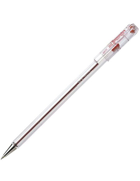 Stylo à bille Pentel SuperB - Pointe fine 0,7 mm - Trait 0,35 mm - Encre à base d'huile - Rouge