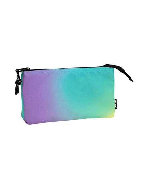 Trousse Milan Sunset 5 compartiments - Tissu indéchirable - Dimensions : 22 x 12 x 4 cm - Turquoise