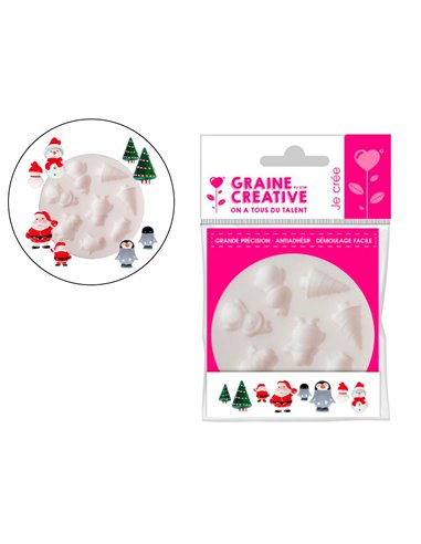 Moule dtm mini silicone diamètre 70mm réalisation miniature pâte polymère four modèles assortis lot 6 unités.