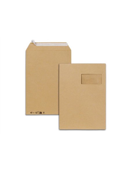 Pochettes kraft brun c4 90g f100x50 adhesives 229x324mm pefc eco boite de 250 unites.