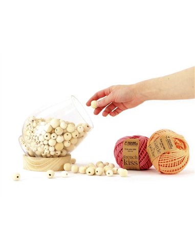 Perles en bois graine creative diametre 20mm sachet 18 pieces.