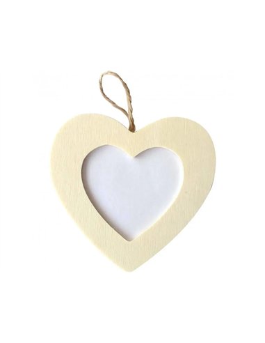 Suspension cadre photo graine creative cîur bois 8x8x0,5cm a decorer.