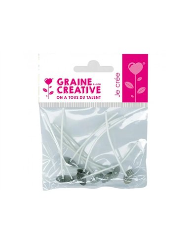 Lot meches sur pied graine creative pour bougies 8 unites 10cm.