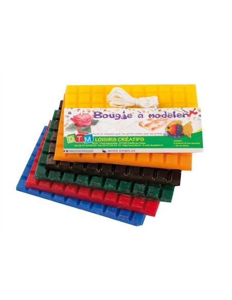 Pate a bougie graine creative a modeler 1300g coloris assortis 6 plaques.