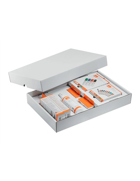 Kit d'accesoires tableau blanc esselte 10 marqueurs 10 aimants 32mm 2 effaceurs 1 spray nettoyage.