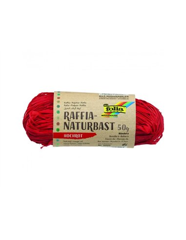 Raphia vegetal clairefontaine coloris rouge pelote 50g.