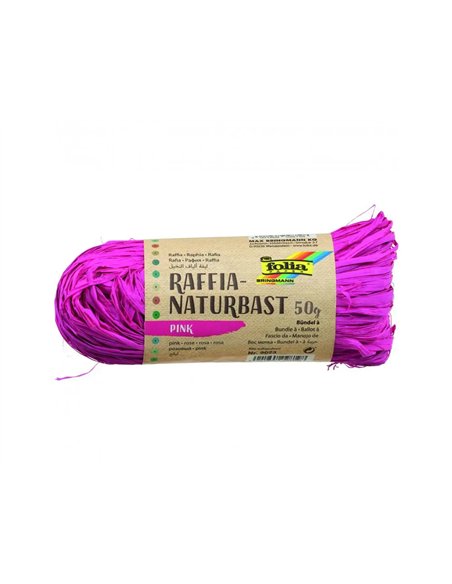 Raphia vegetal clairefontaine coloris rose pelote 50g.