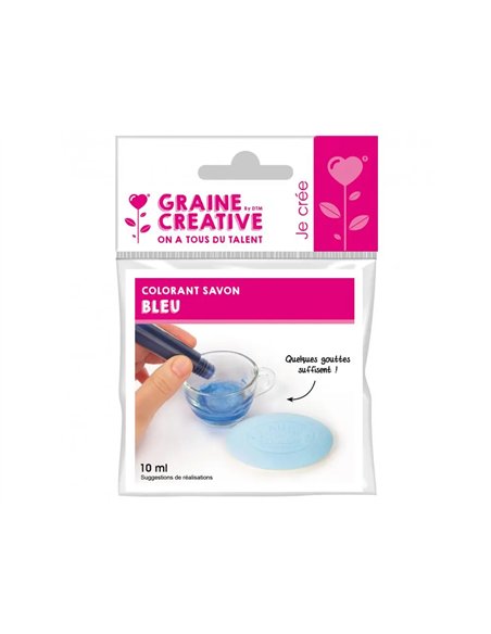 Colorant concentre graine creative dose pour 500g de savon coloris bleu.