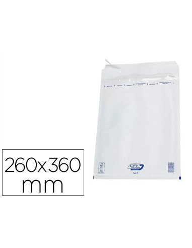 Pochette gpv bulles air kraft blanc 75g 260x360mm h boîte 100 unités.
