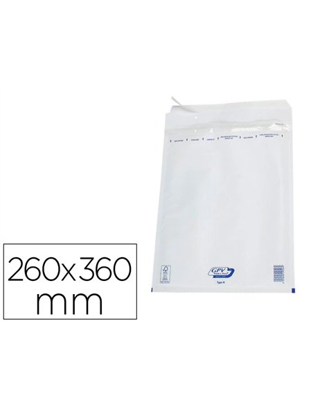 Pochette gpv bulles air kraft blanc 75g 260x360mm h boîte 100 unités.