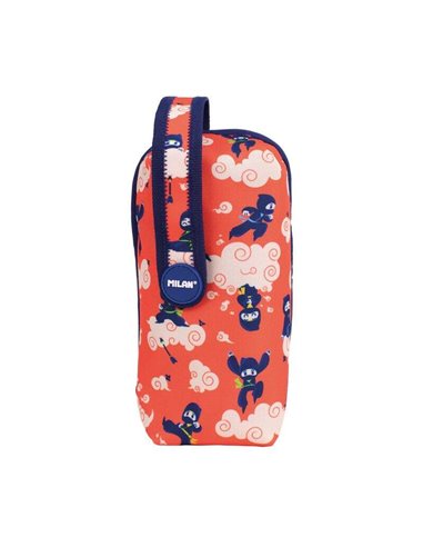Lot de 4 trousses Milan Ninjutsu avec contenu standard - Contenu : gomme, 2 taille-crayons, 1 crayon graphite HB, 3 stylos à bil