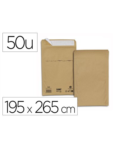 Pochette kraft sumo d auto-adh sive 195x265 mm boite de 50 unites.