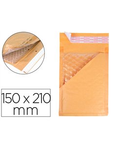 Pochette bulles d'air q-connect 150x210mm 82g kraft matelasse rabat droit auto-adhesive sans fenetre.