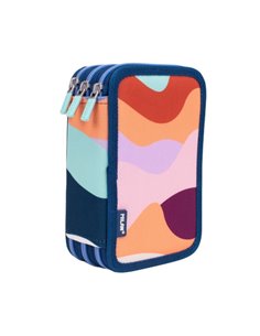 Trousse à crayons Milan The Fun à 3 niveaux avec gomme, taille-crayon, crayon, 3 stylos capsules, règle, 12 crayons de couleur, 