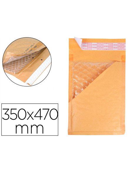 Pochette bulles d'air q-connect 350x470mm 82g kraft matelasse rabat droit auto-adhesive sans fenetre lot 50 unites.