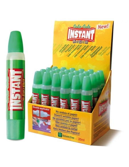 Colle transparente Instant Educa 35 ml - Double applicateur - À base de composants naturels - Sans solvant - Transparente