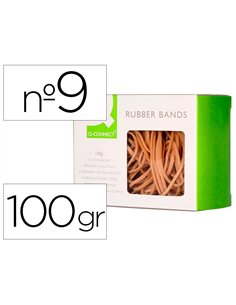 Bracelet caoutchouc q-connect n.9 90x2mm boîte fenêtre 100g.