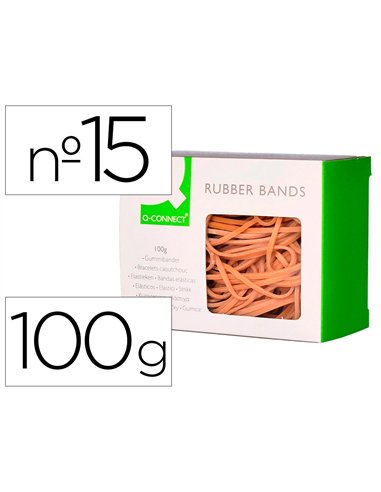 Bracelet caoutchouc q-connect n.15 150x2mm boîte fenêtre 100g.